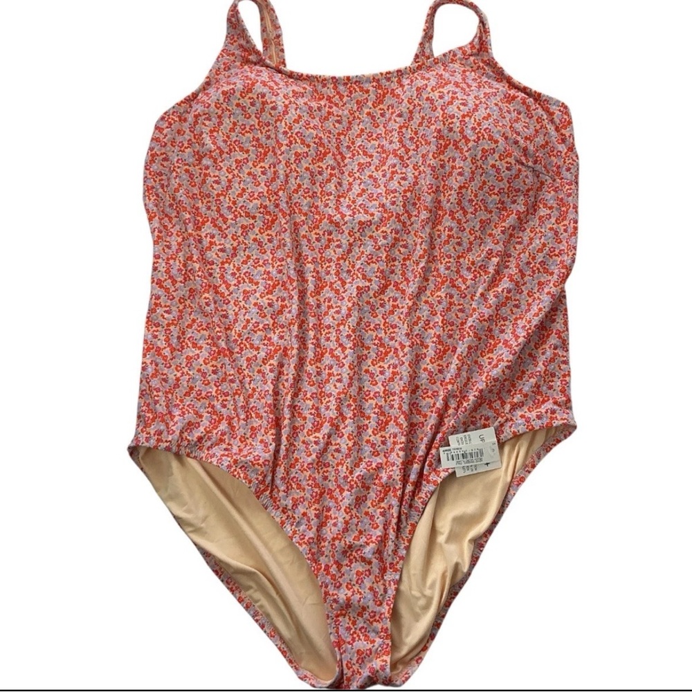 Amazon Essentials 4X One Piece Swimsuit UPF 50+ Peach Micro Floral New with Tags